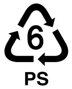 ポリスチレン(PS)のリサイクル表示マーク。